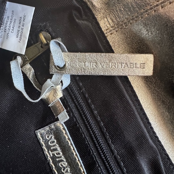 Sorpresa! Women's Silver Foil Finish 100% Leather Clutch Purse Bag - Picture 5 of 6